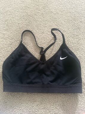 Nike Black Racerback Light Support Sports Bra with White Swoosh